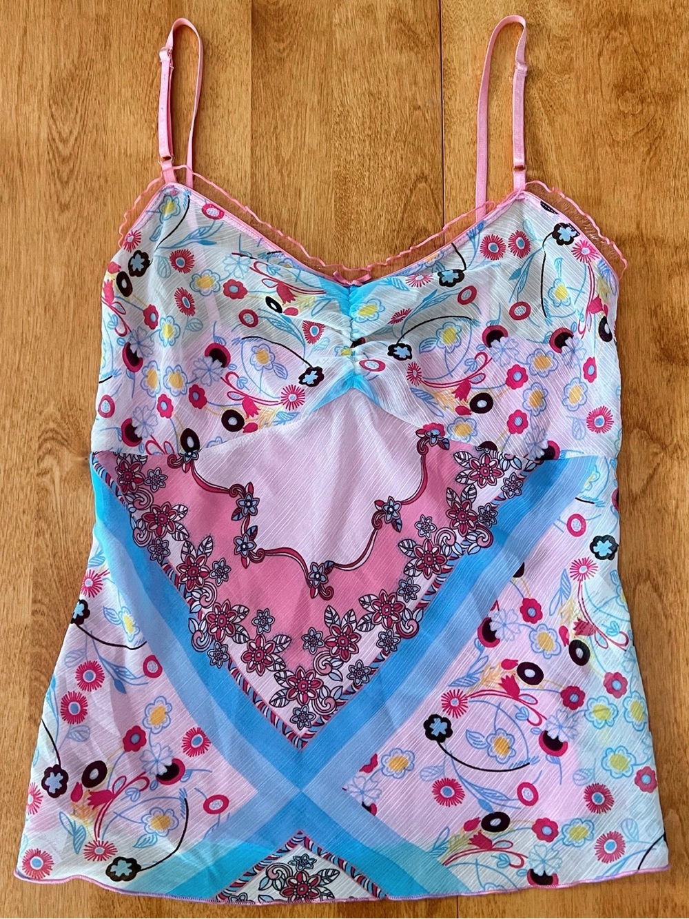 Axara Abstract Floral Sheer Cami